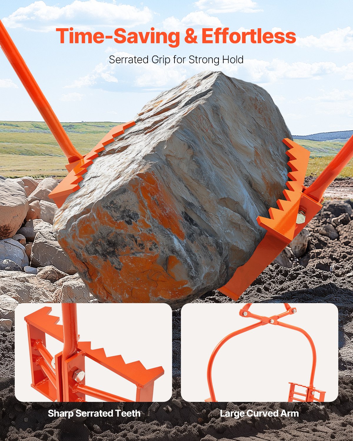 24-Zoll-Steinhebezange 2-Klauen-Steinzange aus Stahl Schwenkbarer Stammgreifer