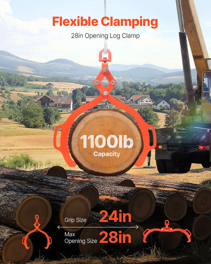 28-tums stocklyfttång 2 klor massivt stål stock gripel svängbar stocklyftare