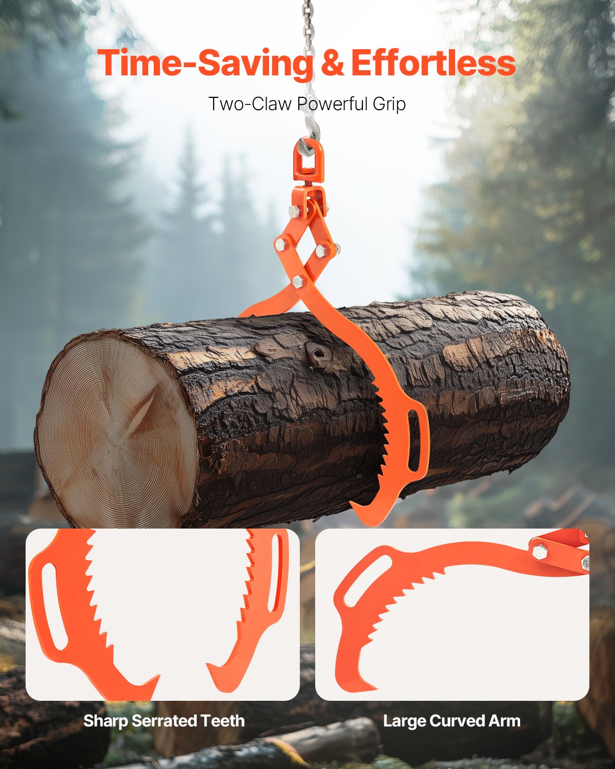 28-tums stocklyfttång 2 klor massivt stål stock gripel svängbar stocklyftare