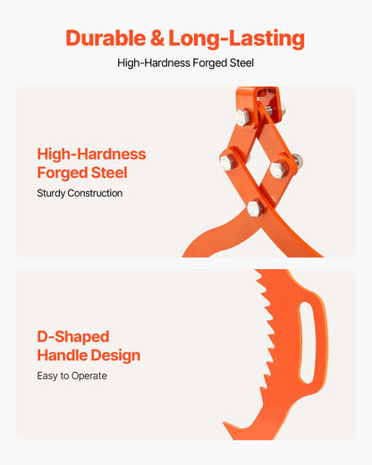 32 Zoll Holzhebezange mit 2 Krallen, massiver Stahl-Holzgriff, drehbares Holzwerkzeug