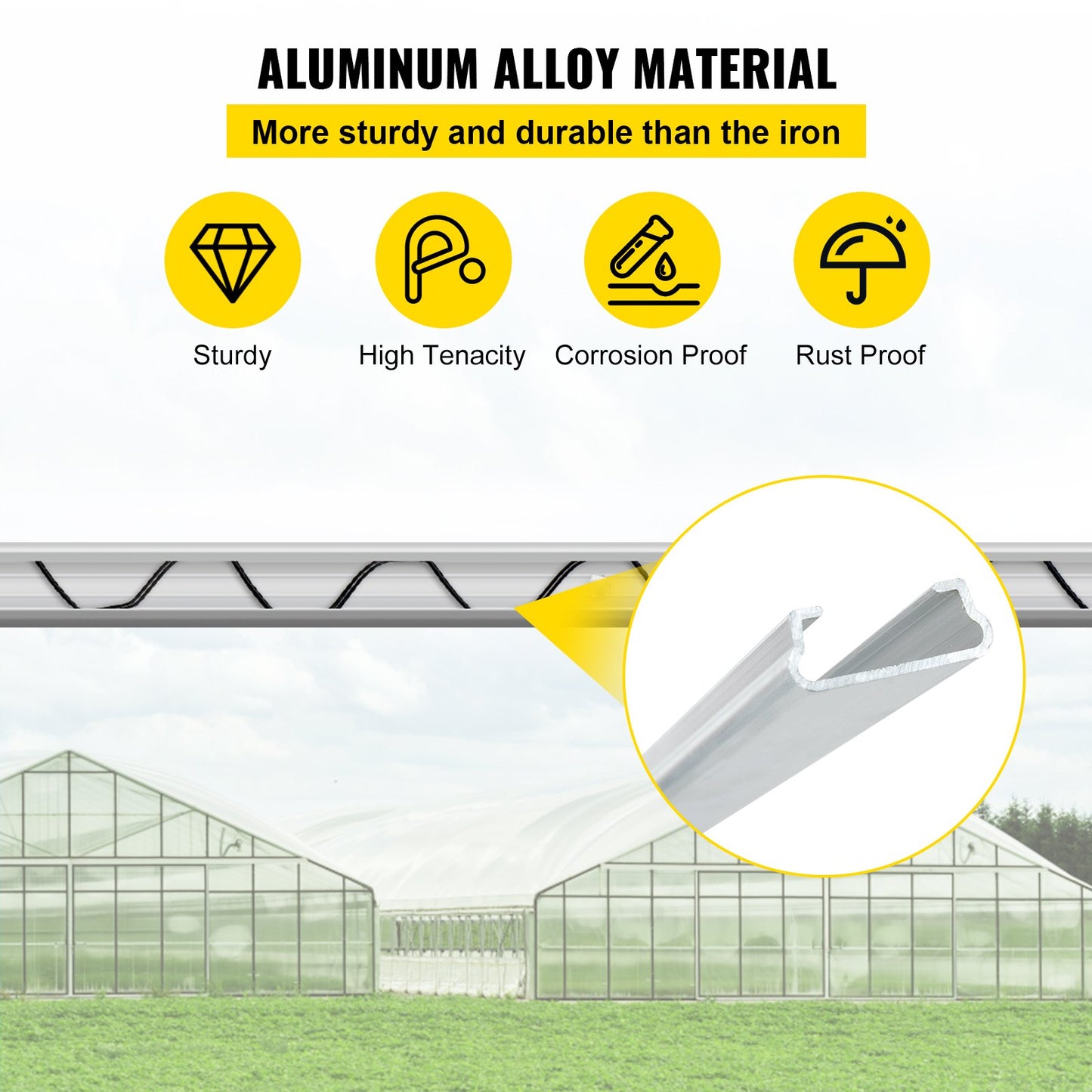 Spring Wire and Lock Channel,6.56ft Spring Lock & U-Channel Bundle for Greenhouse, 20 Packs PE Coated Spring Wire & Aluminum Alloy Channel, Plastic Poly Film or Shade Cloth Attachment with Screw