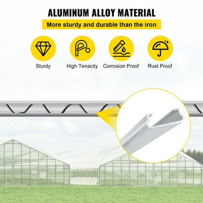 Spring Wire and Lock Channel,6.56ft Spring Lock & U-Channel Bundle for Greenhouse, 20 Packs PE Coated Spring Wire & Aluminum Alloy Channel, Plastic Poly Film or Shade Cloth Attachment with Screw
