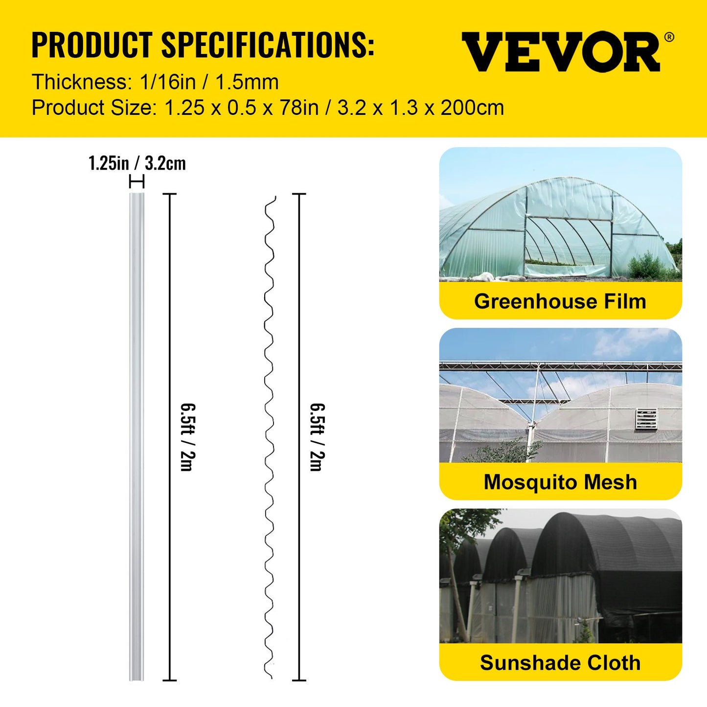 Spring Wire and Lock Channel,6.56ft Spring Lock & U-Channel Bundle for Greenhouse, 20 Packs PE Coated Spring Wire & Aluminum Alloy Channel, Plastic Poly Film or Shade Cloth Attachment with Screw