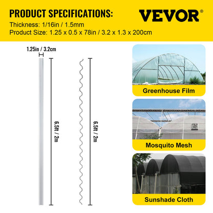 Spring Wire and Lock Channel,6.56ft Spring Lock & U-Channel Bundle for Greenhouse, 20 Packs PE Coated Spring Wire & Aluminum Alloy Channel, Plastic Poly Film or Shade Cloth Attachment with Screw