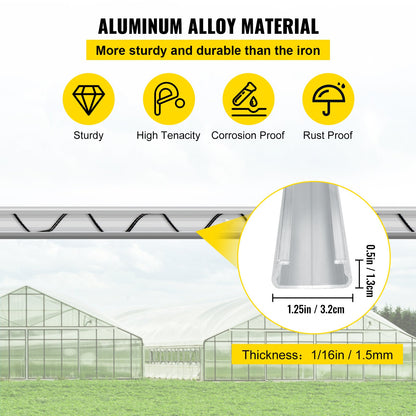 Spring Wire and Lock Channel, 6.56ft Spring Lock & U-Channel Bundle for Greenhouse, 40 Packs PE Coated Spring Wire & Aluminum Alloy Channel,Plastic Poly Film or Shade Cloth Attachment with Screw