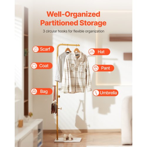 coat rack Freestanding coat rack with quartz stone base and 3 round hooks | EU