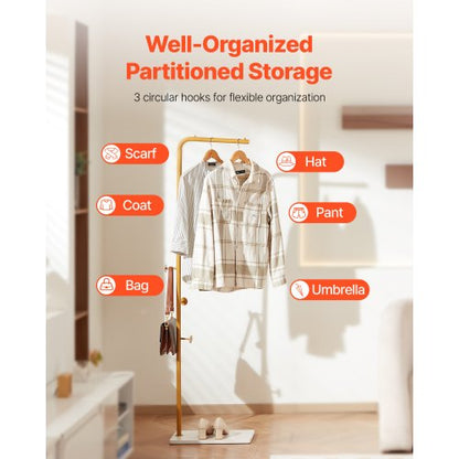 coat rack Freestanding coat rack with quartz stone base and 3 round hooks | EU