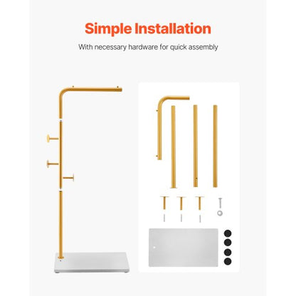 coat rack Freestanding coat rack with quartz stone base and 3 round hooks | EU