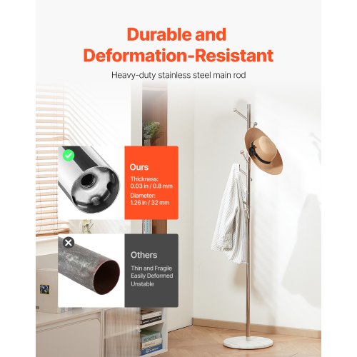 Coat hanger Freestanding coat hanger with stable marble base and 8 hooks | EU