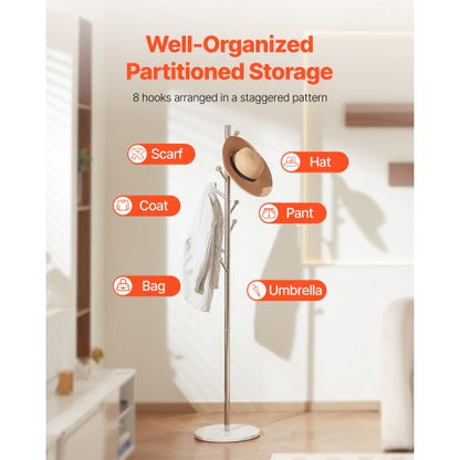 Coat hanger Freestanding coat hanger with stable marble base and 8 hooks | EU