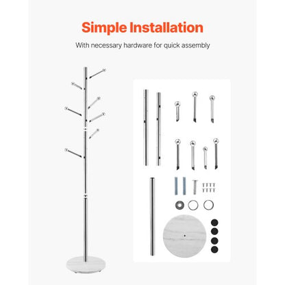 Coat hanger Freestanding coat hanger with stable marble base and 8 hooks | EU