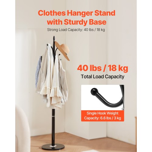 Fristående klädhängare med stabil marmorbas och 6 krokar |  EU