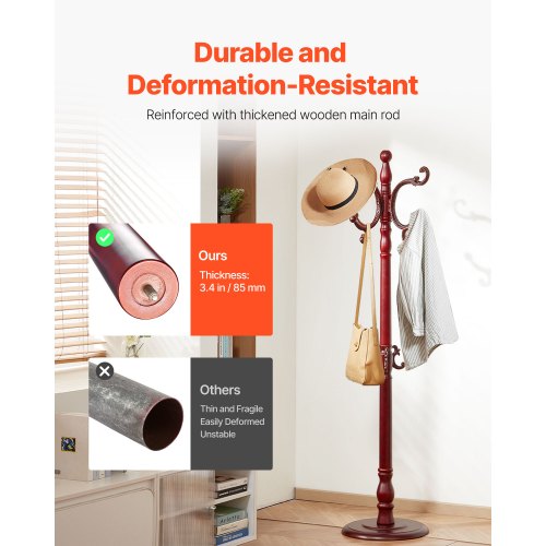 Fristående klädhängare i trä med stabil stor bas och 11 krokar |  EU