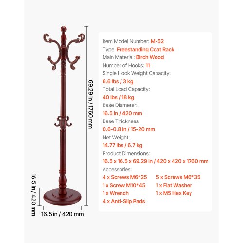 Fristående klädhängare i trä med stabil stor bas och 11 krokar |  EU