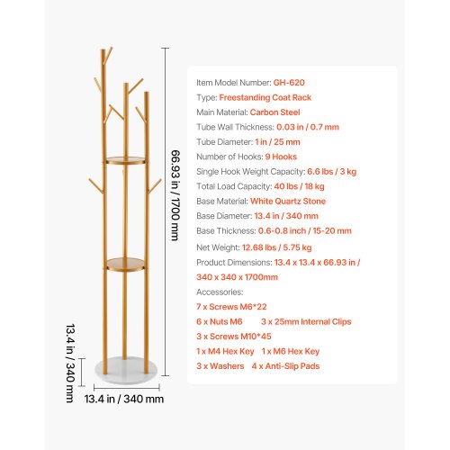 Klädhängare Fristående klädhängare med kvartsstensbas och 9 krokar |  EU