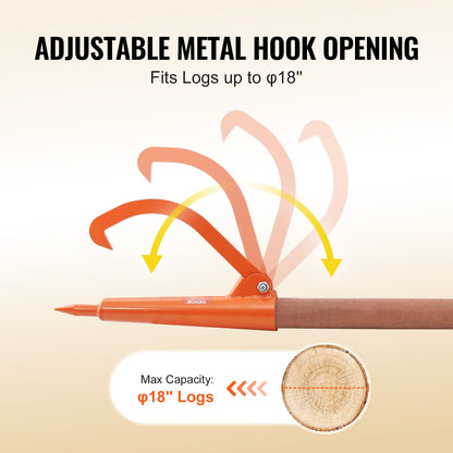 Log Peavey 46,5 Zoll Holzgriff-Holzheber Max 18 Zoll zu öffnende Holzrolle