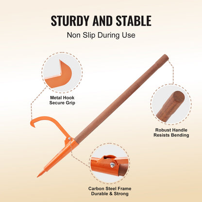 Log Peavey 46,5 Zoll Holzgriff-Holzheber Max 18 Zoll zu öffnende Holzrolle