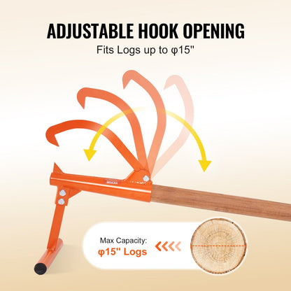 Timberjack 46,5 Zoll Hochleistungs-Holzheber mit Holzgriff für Holzscheite mit max. 15 Zoll Durchmesser