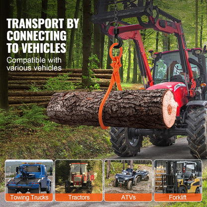 Log Winch, 18 Inch 2-Claw Log Winch, Heavy Duty Steel Log Winch, 772 lbs/350 kg Load Capacity, Log Lifting, Handling, Towing and Carrying Tool