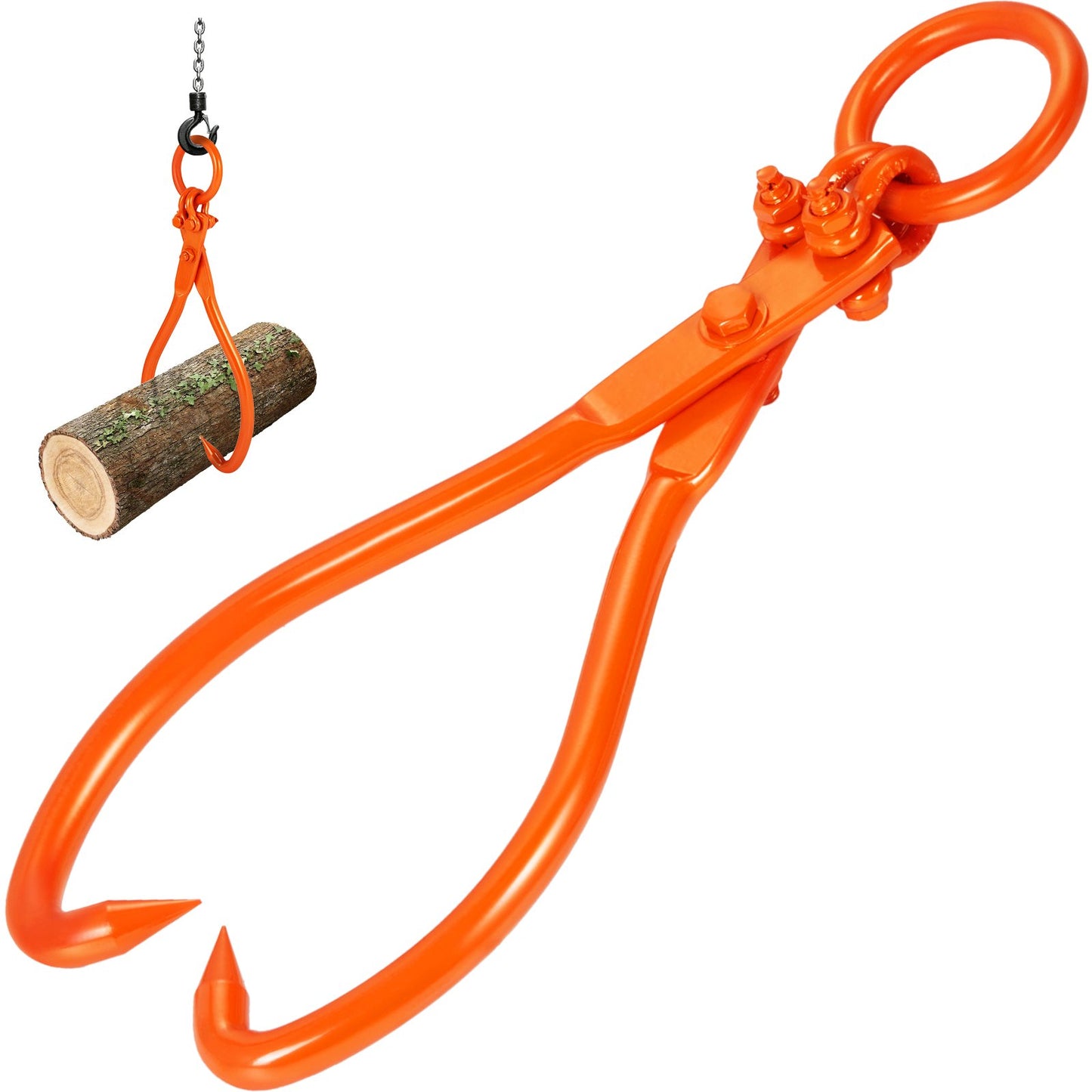 Log Winch, 18 Inch 2-Claw Log Winch, Heavy Duty Steel Log Winch, 772 lbs/350 kg Load Capacity, Log Lifting, Handling, Towing and Carrying Tool