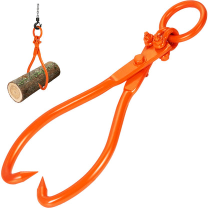 Log Winch, 18 Inch 2-Claw Log Winch, Heavy Duty Steel Log Winch, 772 lbs/350 kg Load Capacity, Log Lifting, Handling, Towing and Carrying Tool