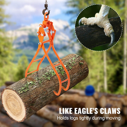 Timber Claw Hook, 28 Inch 4 Claw Log Grip for Log Towing, Swivel Steel Log Lifting Tongs, Eagle Claws Design with 2205 lbs/1000 kg Load Capacity for Tractors, ATVs, Trucks, Forklifts