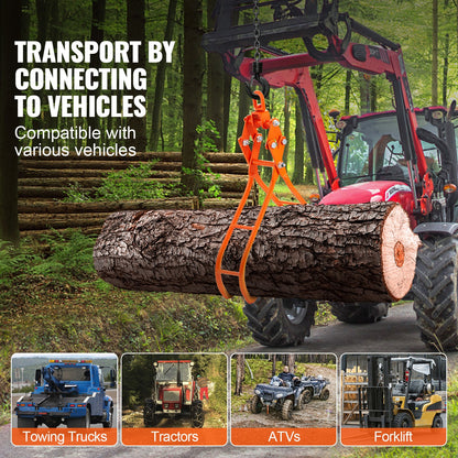 Timber Claw Hook, 28 inch 4 Claw Log Grapple for Logging Tongs, Swivel Steel Log Lifting Tongs, Eagle Claws Design with 2205 lbs/1000 kg Loading Capacity for Tractors, ATVs, Trucks, Forklifts