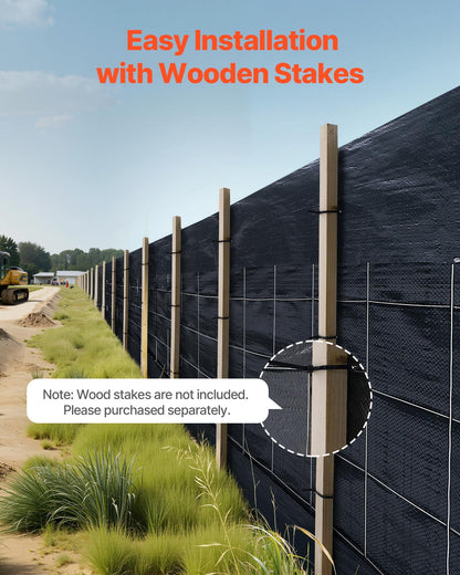 Silt Fence Fabric Roll, 2 x 100 ft Backed Wire Silt Fence, Erosion Control Fencing for Sediment Retention, Industrial Grade Temporary Tough Polypropylene Fabric for Construction Job Sites