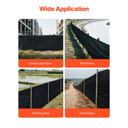 Siltstängselväv i rulle, 0,91 x 152,4 m erosionsskyddande stängsel, industriellt högkvalitativa, slitstarka polypropenvävar för sedimentretention, tillfällig väv för byggarbetsplatser |  EU