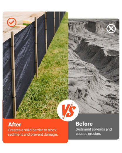 Silt Fence Fabric Roll, 3 x 500 ft Erosion Control Fencing, Industrial Grade Tough Polypropylene Fabrics for Sediment Retention, Temporary Fabric for Construction Job Sites