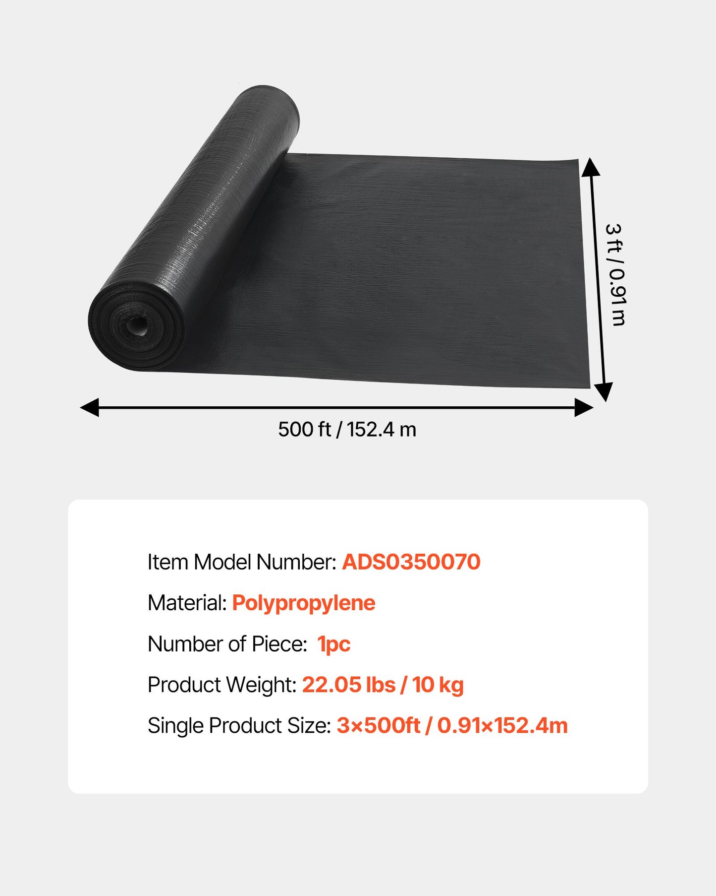 Silt Fence Fabric Roll, 3 x 500 ft Erosion Control Fencing, Industrial Grade Tough Polypropylene Fabrics for Sediment Retention, Temporary Fabric for Construction Job Sites