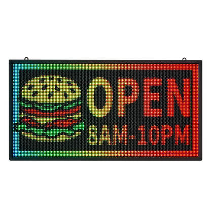 Programmable LED Sign, P5 Full Color Flexible Digital Scrolling Panel, DIY Custom Text Pattern GIF Display, Bluetooth APP Control Message Board for Store Business Advertising, Indoor 27x14 in