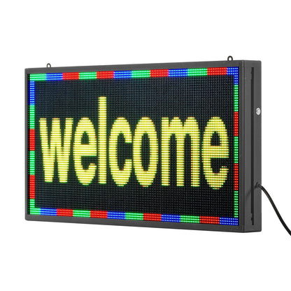 Programmable LED Sign, P5 Full Color Flexible Digital Scrolling Panel, DIY Custom Text Pattern GIF Display, Bluetooth APP Control Message Board for Store Business Advertising, Indoor 27x14 in