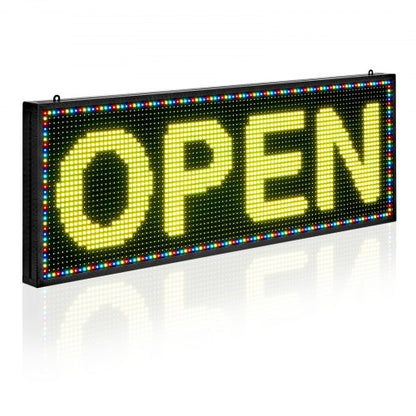 Programmable LED Sign, P10 Full Color Flexible Digital Scrolling Panel, DIY Custom Text Pattern GIF Display Board, Bluetooth APP Control Message Shop Sign for Store Business Advertising, 40x14 in