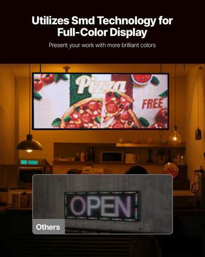 Programmable LED Sign, P6 Full Color Flexible Digital Scrolling Panel, DIY Custom Text Pattern GIF Display Board, Bluetooth APP Control Message Shop Sign for Store Business Advertising, 40x18 in