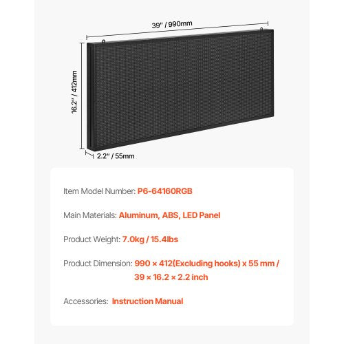 40x18 Zoll programmierbares LED-Schild, digitale Rollanzeigetafel, P6, Vollfarbe | EU