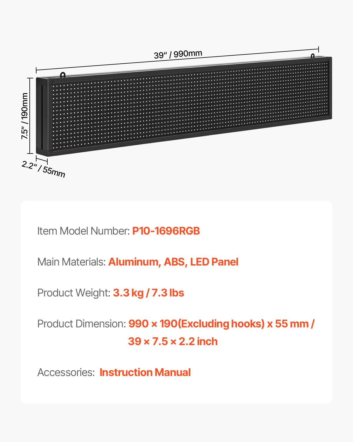 Programmable LED Sign, P10 Full Color Flexible Digital Scrolling Panel, DIY Custom Text Pattern GIF Display Board, Bluetooth APP Control Message Shop Sign for Store Business Advertising, 40x8 in