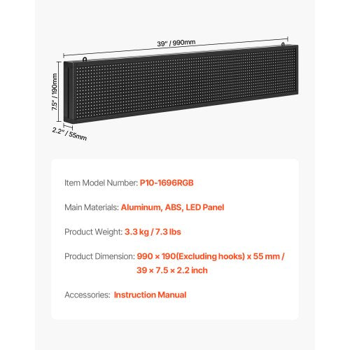 40x8 Zoll programmierbares LED-Schild, digitale Rollanzeigetafel, P10, Vollfarbe | EU