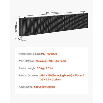 40x8 Zoll programmierbares LED-Schild, digitale Rollanzeigetafel, P10, Vollfarbe | EU