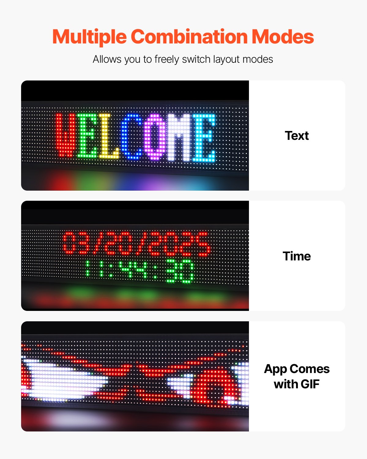 Programmable LED Sign, P10 Full Color Flexible Digital Scrolling Panel, DIY Custom Text Pattern GIF Display Board, Bluetooth APP Control Message Shop Sign for Store Business Advertising, 52x8 in