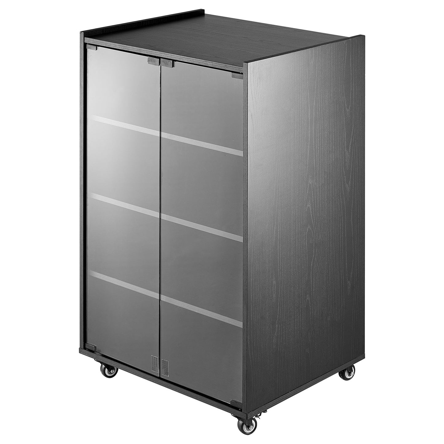 5-Tier AV Media Stand with Wheels, Wooden Audio-Video Media Stand for DVD Players/Cable Boxes/Games Consoles, Height-Adjustable Media Storage Cabinet for Gaming, Recording Room, Black