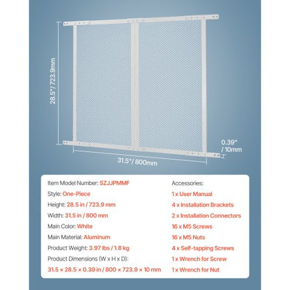 Skyddsnät för husbil, 800x723,9 mm dörrgaller, lätt att installera och demontera, förstärkt andningsbart skyddsnät, ingångsskydd i aluminiumlegering för husdjur, vit |  EU