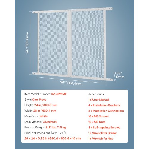 RV-dörrskydd 660,4 x 609,6 mm Dörrgaller Husdjursskydd Vit |  EU