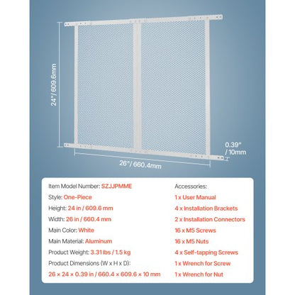 RV-dörrskydd 660,4 x 609,6 mm Dörrgaller Husdjursskydd Vit |  EU