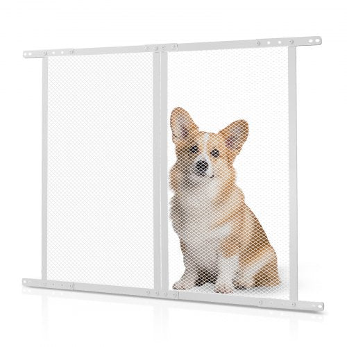 RV Screen Door Protector, 24 x 26 inch Door Grille, Easy to Install and Disassemble, Reinforced Breathable Protective Mesh, Aluminum Alloy Camper RV Entry Protector for Pet Protection, White