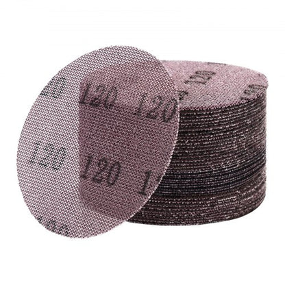 5-inch Mesh Abrasive Sanding Discs, 50PCS 120 Grit Anti-Clogging Ceramic Sandpapers Dust Free, Hook-and-Loop Sanding Discs for Metal Wood Plaster Sanding, Car Body Repair, Paint Removal