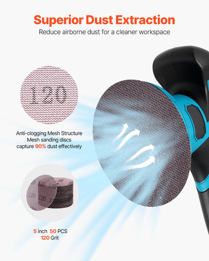 5-inch Mesh Abrasive Sanding Discs, 50PCS 120 Grit Anti-Clogging Ceramic Sandpapers Dust Free, Hook-and-Loop Sanding Discs for Metal Wood Plaster Sanding, Car Body Repair, Paint Removal