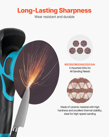 5-inch Mesh Abrasive Sanding Discs 50PCS, Grit 80/120/180/240/320 Assorted Anti-Clogging Ceramic Mesh Sandpapers, Hook-and-Loop Sanding Discs for Metal Wood Plaster, Car Body, Paint Removal