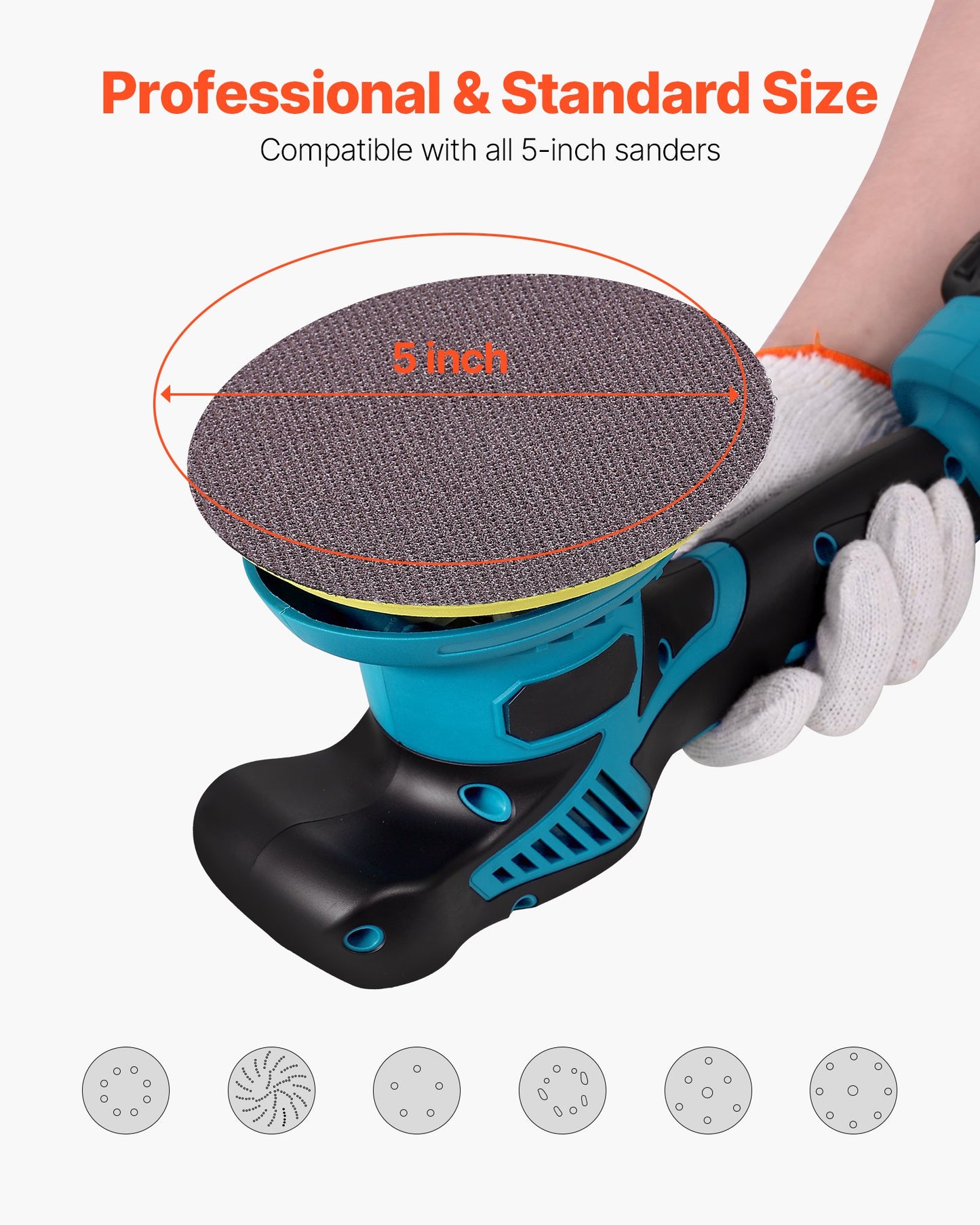 5-inch Mesh Abrasive Sanding Discs 50PCS, Grit 80/120/180/240/320 Assorted Anti-Clogging Ceramic Mesh Sandpapers, Hook-and-Loop Sanding Discs for Metal Wood Plaster, Car Body, Paint Removal