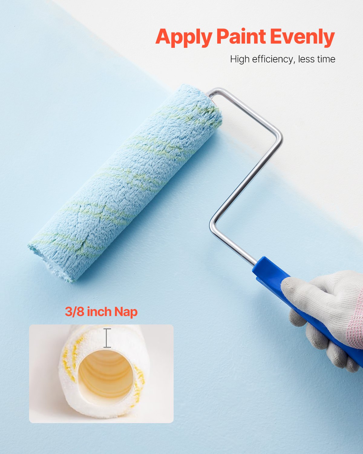 Paint Roller Covers, 12 Pack 9 Inch Shedless Roller Covers, 3/8 Inch Nap High Dense Roller Covers for Roller Frame & Paint Roller Kit, Paint Rollers for Painting Walls, House Painting Supplies